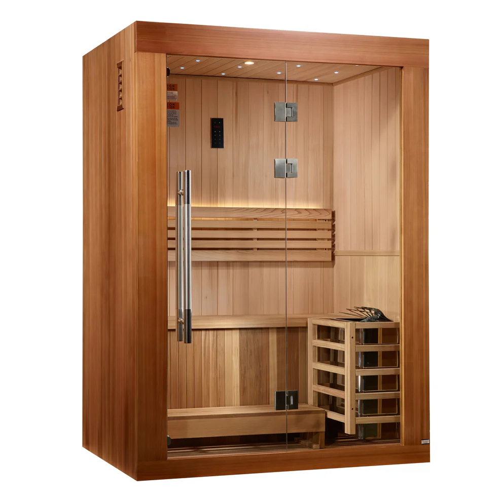 İki kişilik sedir Gökyüzü Serisi geleneksel sauna, yıldız tavan aydınlatması